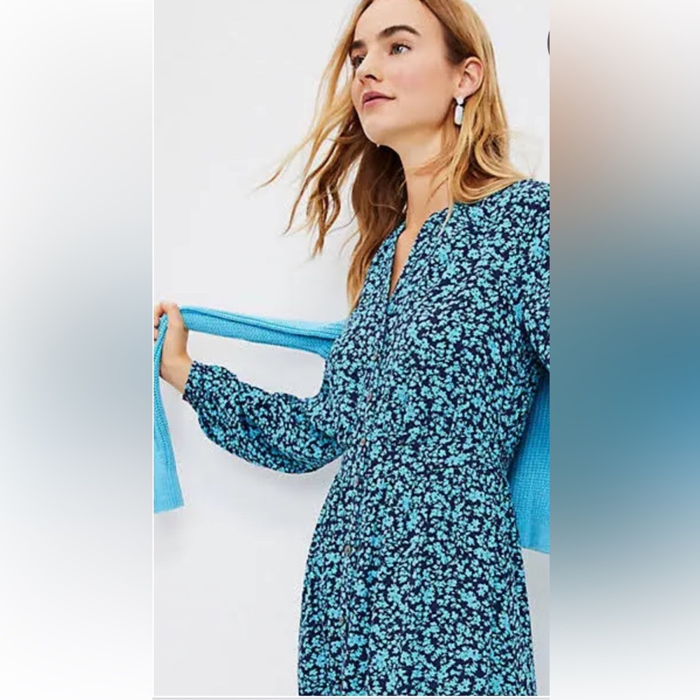 Loft brand new with tags blue floral dress size 2